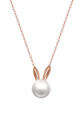 自营小兔子淡水珍珠项链女纯银