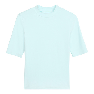 NEVA HU 率性之选 半高领短袖t恤女半袖打底衫气质修身针织衫上衣