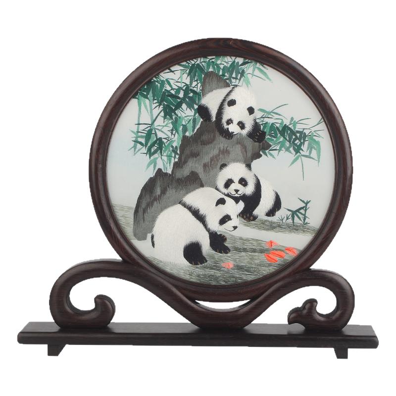苏州苏绣摆件手工双面绣熊猫中国特色蜀绣刺绣非遗送老外伴手礼品