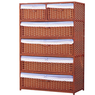 包邮衣柜草编藤编收纳柜床头柜阳台鞋柜简易布衣柜储物柜宝宝衣柜