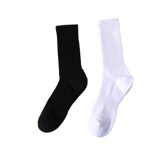 5双秋冬男士长筒毛圈加厚棉黑白潮流高筒纯色长袜运动篮球袜子