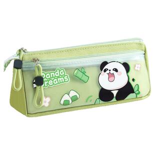 熊猫笔袋女孩小学生文具盒女孩款儿童男生女生2026新款超火铅笔袋大容量简约高颜值文具袋女孩版铅笔盒男孩子