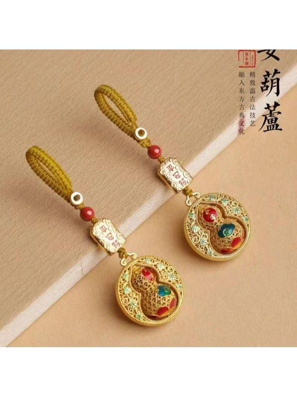 创意沙金平安葫芦钥匙扣汽车钥匙挂饰挂件男女款式钥匙链福禄礼品