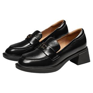 KISSCAT接吻猫秋季新款厚底复古乐福鞋女真皮通勤鞋女士jk小皮鞋