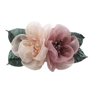 韩国花朵发夹女成人后脑勺布艺头花马尾夹弹簧夹头饰百搭顶夹发卡