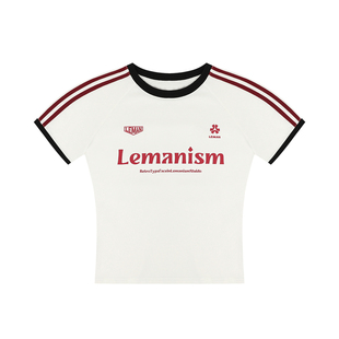 lemanism潮牌美式撞色条纹短袖T恤男款2026春季新款情侣款体恤女