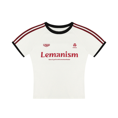 lemanism潮牌美式撞色条纹短袖T恤男款2026春季新款情侣款体恤女