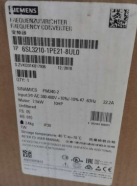 议价6SL3210-1PE21-8UL0西门子G120 变频器7.5KW现货6SL32101PE21