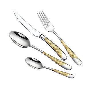 牛排刀叉餐具西餐切专用不锈钢金色高端刀叉勺牛排盘套装厨房商用