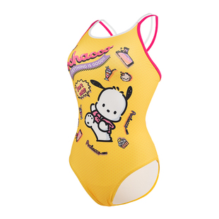 洲克柠檬黄帕恰狗泳衣女竞速训练温泉游泳衣少女柠萌专业三角泳装