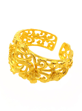 霸气风结婚铜镀金开口龙凤手镯