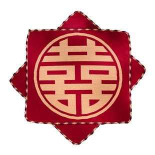 结婚用品女方陪嫁喜字手帕一对婚礼出嫁新娘喜帕子红色小方巾手绢