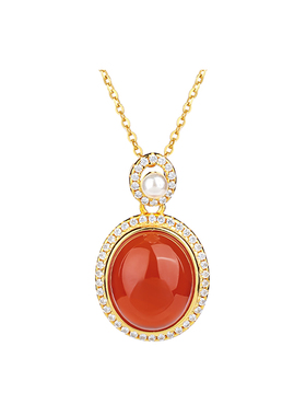 红玛瑙蛋面吊坠本命年国风礼物