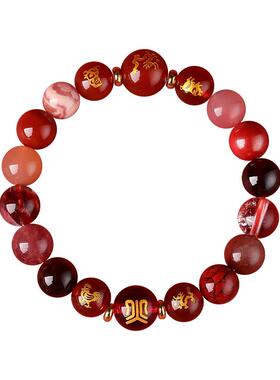 五行补火水晶手链三合六合手串南红玛瑙手串离为火朱砂手串可定制