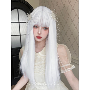Alicegarden假发女网红冰雪姬软妹lolita白色日常万用原宿长直发