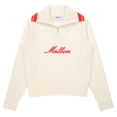 韩国MALBON高尔夫女装时尚翻领半拉链长袖针织衫运动休闲高弹保暖