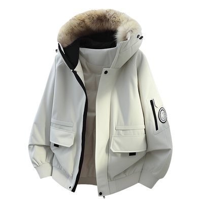 美式工装派克服毛领羽绒服座山雕