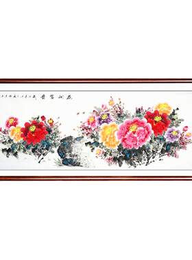 花开富贵客厅画壁画手绘真迹挂画背景墙有框国画定制牡丹图装饰画