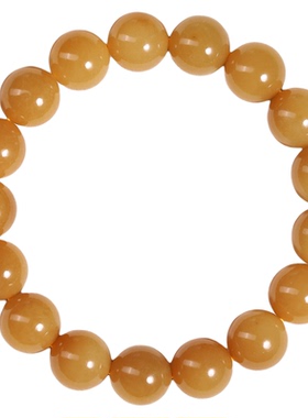和田玉且末金山糖玉圆珠手串