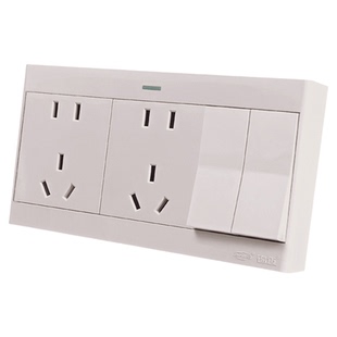 锦迈明装开关插座面板二十五孔两开十孔墙壁电源插座带线盒奶油白