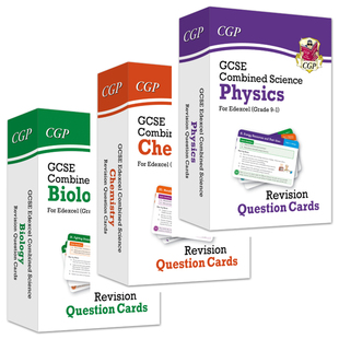 英国CGP 爱德思考试局 9-1 GCSE Edexcel Revision Question Cards 英文原版综合科学数学经济物理教育备考复习自测卡片 14-15岁