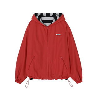 CRANK 26春新品双面穿夹克条纹连帽防风拉链外套韩国代购