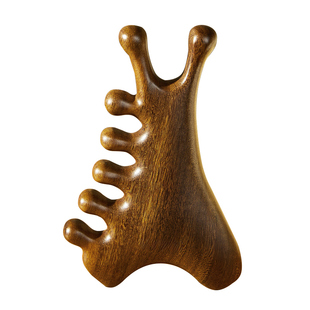 檀木四合一按摩梳子按摩头皮头部头疗经络疏通神器防脸部刮痧脱发