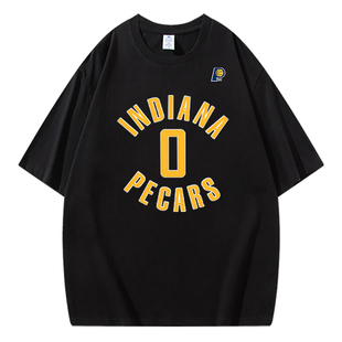 印第安纳步行者哈利伯顿球衣美式篮球服青少年运动短袖男T恤衣服