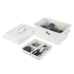 霜山工具箱大号手提式车载多功能维修电工家用双层五金零件收纳盒