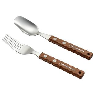 柯曼野餐叉勺饭勺不锈钢铁木手柄CS-23 便携户外瓢羹露营多用餐具