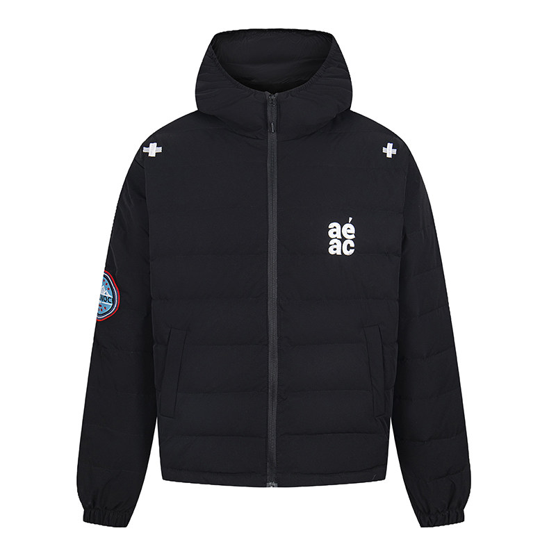 PJLX羽绒服字母刺绣白鸭绒轻薄连帽排骨羽绒服男女保暖宽松外套潮