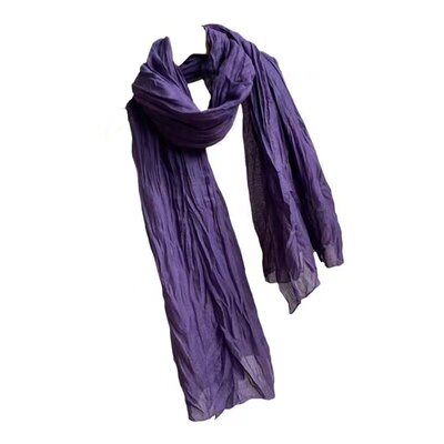 若无素色扎染薄款春秋棉麻围巾女