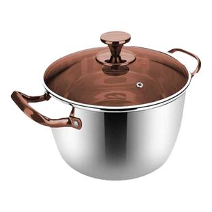 德国304不锈钢汤锅燃气灶电磁炉专用家用加厚火锅锅具带双耳把手