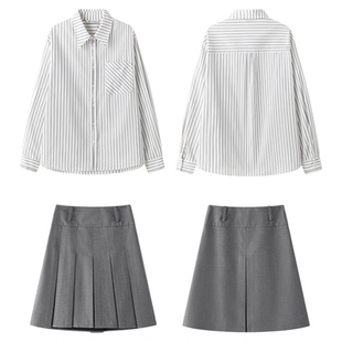 东京岁时记jk秋季新款日系学院风条纹衬衫显瘦甜美设计感上衣女士