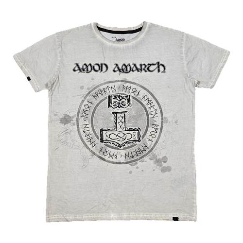 维京复古水洗做旧雷神之锤短袖T恤AmonAmarth厄运之山有大码瑕疵