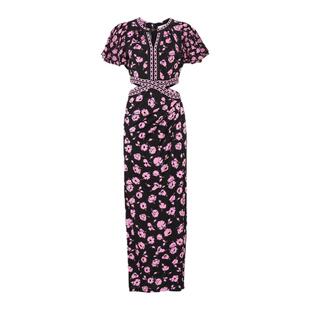 DVF2026春夏新款度假风波点玫瑰荷叶袖修身腰部挖剪连衣裙DS1U021