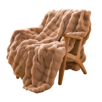 红豆兔绒毛毯子午睡披肩盖毯