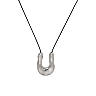 欧美风~小众设计U型马蹄项链女长款秋冬毛衣链轻奢高级感夸张配饰