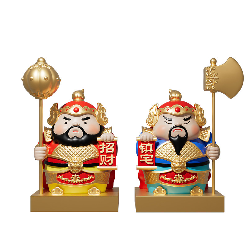 新中式国潮门神摆件客厅进门口入户玄关装饰摆件搬家乔迁新居礼物