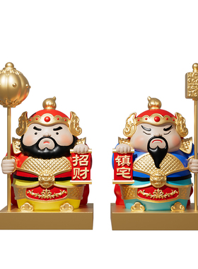 新中式国潮门神摆件客厅进门口入户玄关装饰摆件搬家乔迁新居礼物