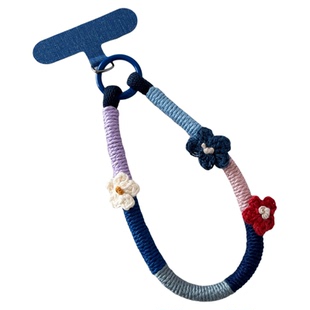 好看ins风手机挂绳手工编织棉线短手绳小清新立体毛线花朵手腕绳耐用创意腕带高级感挂饰包钥匙挂件女垫片壳
