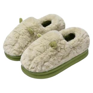 棉拖鞋女士冬季包跟家居2025新款厚底毛绒带后跟棉鞋女款外穿全包