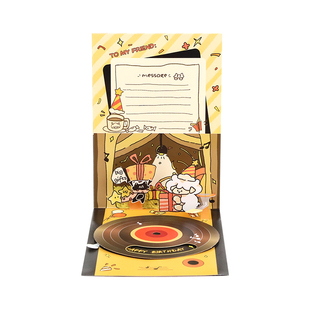 生日贺卡录音留声卡祝福精美礼物高级感创意手工立体精致纸雕音乐留声机送恋人情侣对象女朋友定制代写小卡片