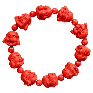 藏村藏式风格朱砂手串男女通用民族风手链佩饰雕花创意佩件手珠子