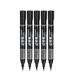 得力油性记号笔黑色粗头大容量大头笔油性笔记号笔不易掉色红色记号笔马克笔勾线笔儿童绘画美术生用6881