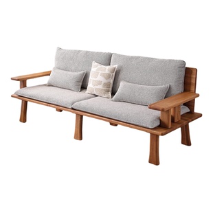 一林半舍2026新款老榆木全实木沙发现代简约客厅1+2+3组合木沙发