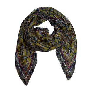 出口围巾女春 优雅气质绿色花朵印花方巾 百搭旅游装饰领巾三角巾