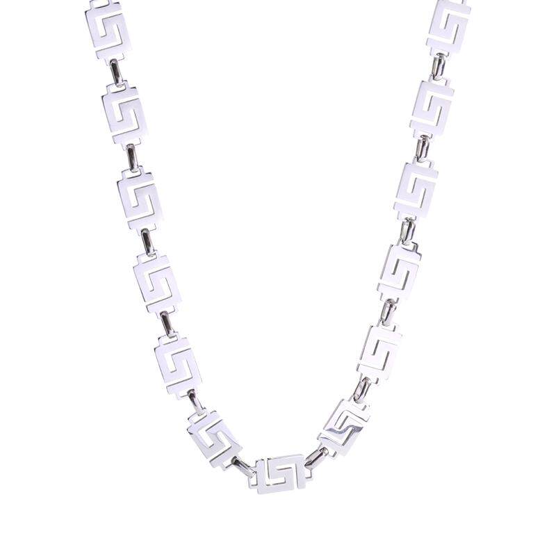 ins潮日韩回形字母钛钢项链2022年新款潮百搭毛衣链女嘻哈风配饰