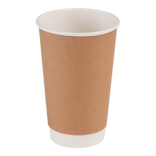 一次性咖啡纸杯奶茶热饮杯带盖商用外带打包杯子豆浆中空牛皮纸杯