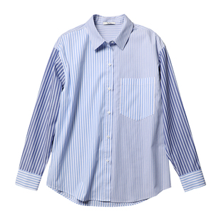 TANG TOWN自制 破格单调 高密不易皱长绒棉随性INS风色织条纹衬衫